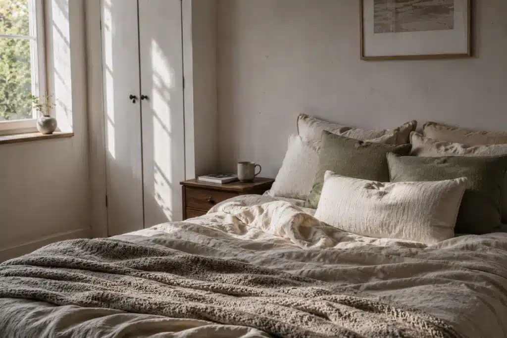 Chambre avec du linge de lit élégant